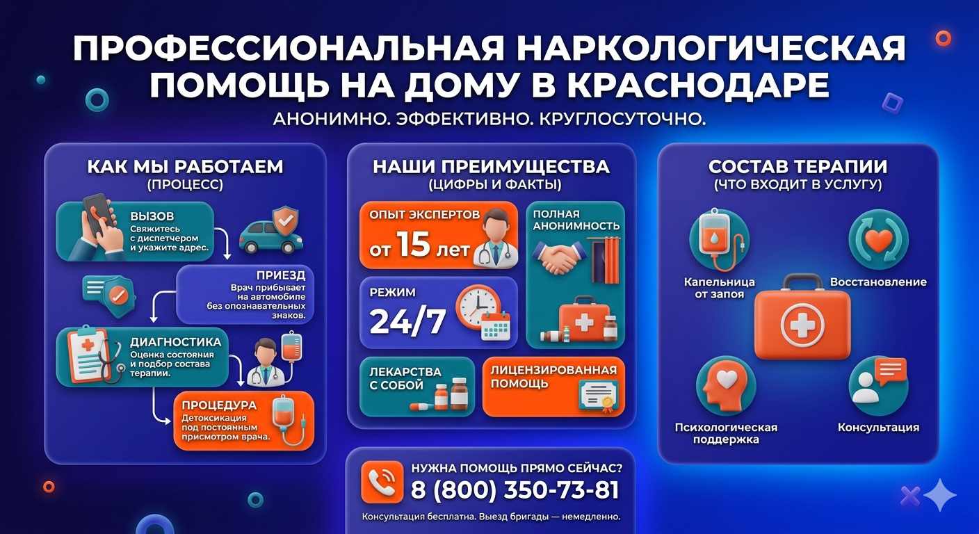 Инфографика о принципах лечения алкоголизма на дому в Чунском: этапы вызова нарколога, преимущества анонимной детоксикации и состав медицинской помощи.